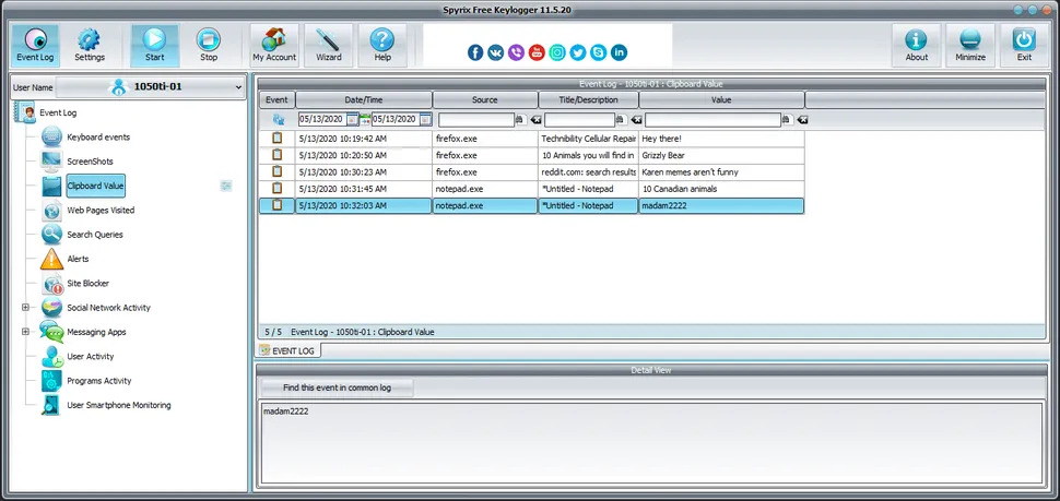 Spyrix Keylogger Free